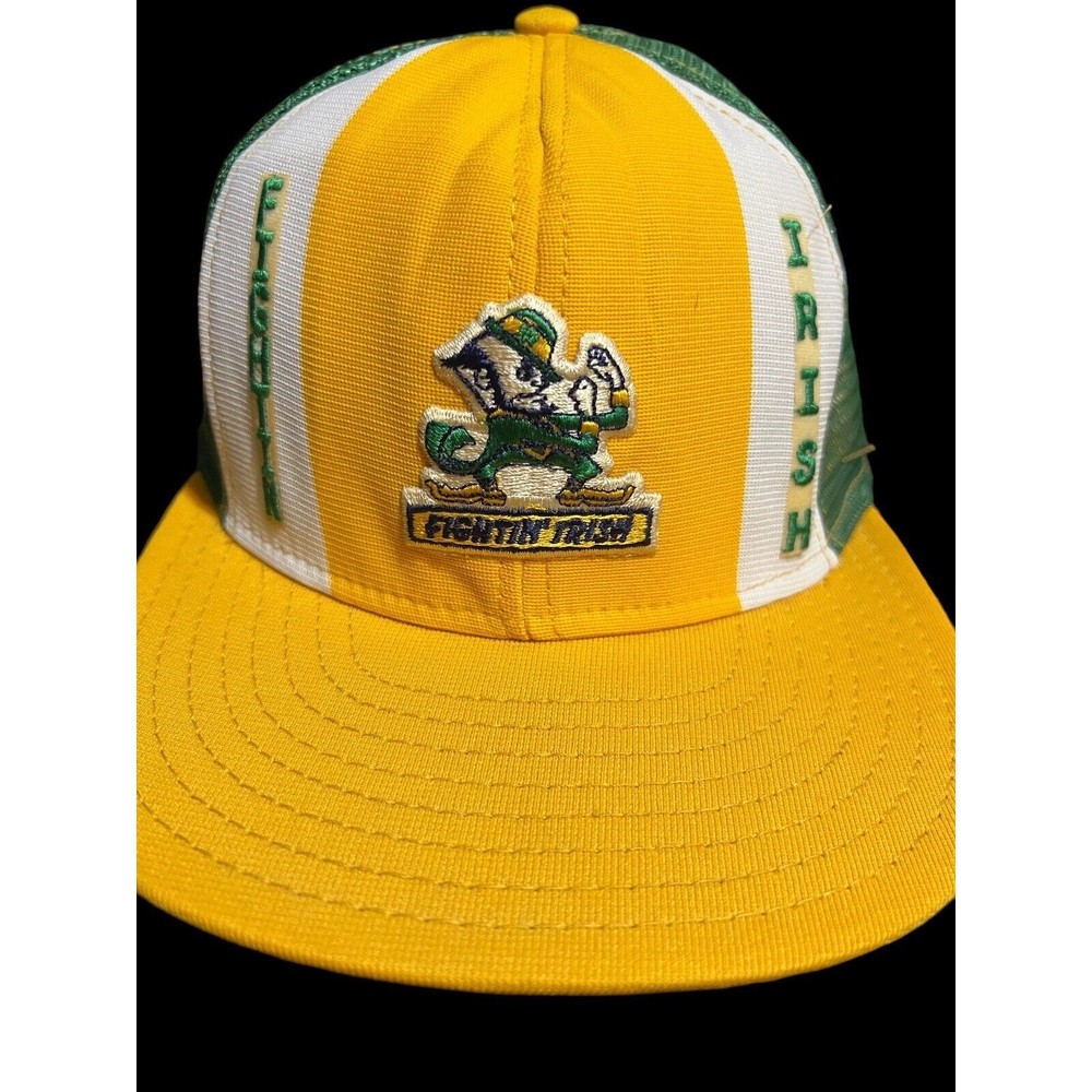 Notre Dame Hat Fightin Irish Snapback Mesh Trucker Hat AJD Lucky Stripes vintage